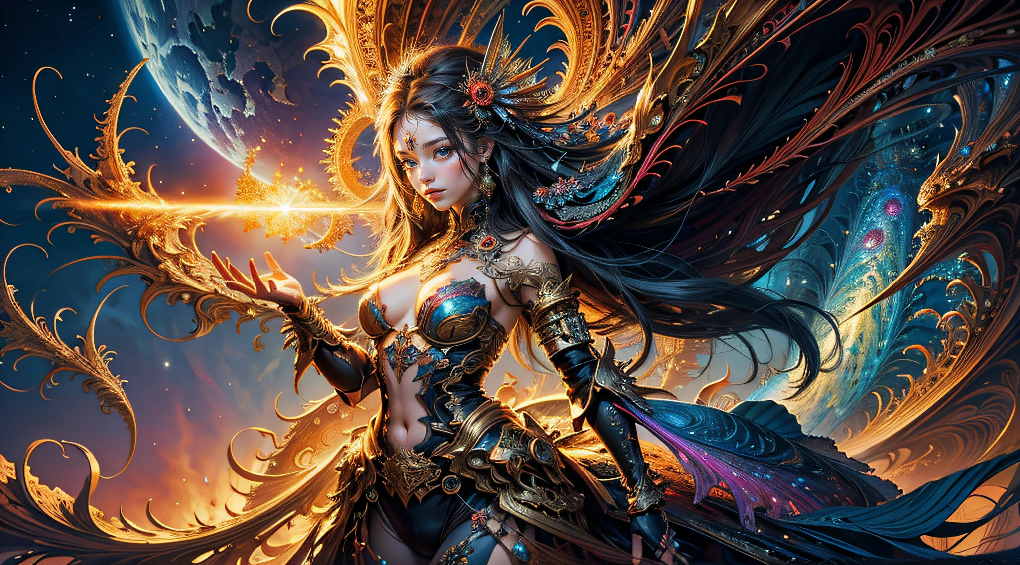(masterpiece, top quality, best quality, official art, beautiful and aesthetic:1.2), (1girl), extreme detailed,(fractal art:1.3),colorful,highest detailed, antasy, lady