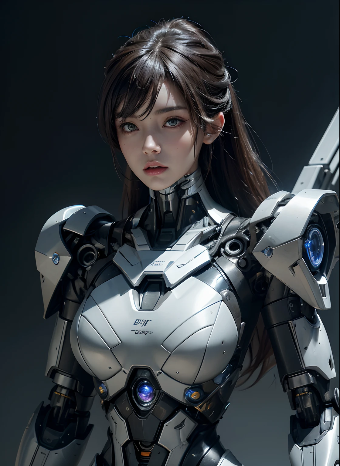 Textured skin, Super Detail, high details, High quality, Best Quality, hight resolution, 1080p, hard disk, Beautiful,(cyborgs),2 females,beautiful cyborg woman,Mecha Cyborg Girl,Battle Mode,Girl with a Mecha Body,She wears a battle cyborg mech with a weapon,Fulll body Shot