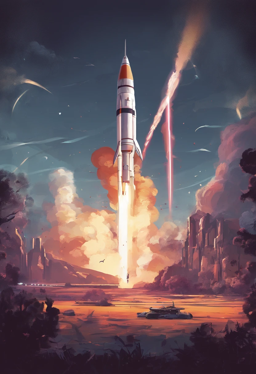 Poster design,Rocket launch scene