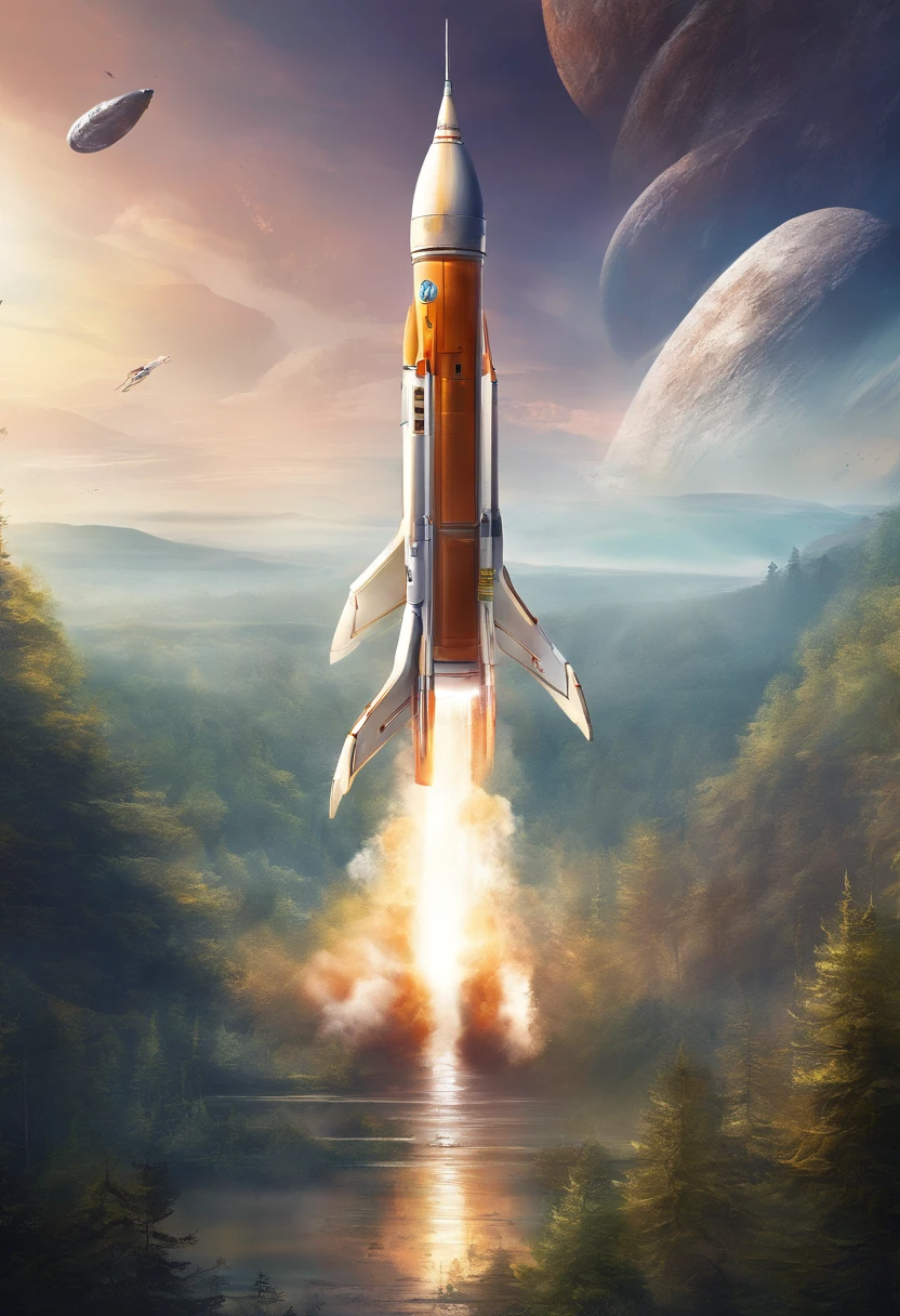 Poster design,Rocket launch scene