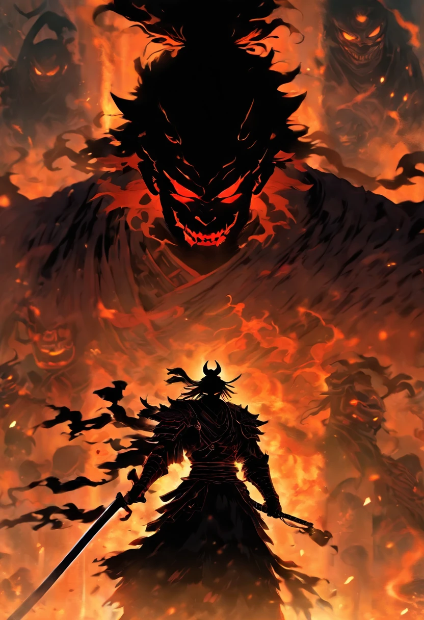 In the ethereal mist of the grove in the moonlight, Look at the shadow warrior demon. Wearing obsidian armor，Blend seamlessly with shadows, He exudes an otherworldly presence. His helmet, A terrifying face similar to a demon, Cover his face, Shroud your identity in mystery. Dark, Soulless eyes penetrate the darkness, Exudes an otherworldly glow. With a fighting stance honed over hundreds of years of fighting, The Shadow Samurai Demon prepares to unsheath his black sword, Weapons forged in the depths of darkness. Every inch of him exudes an aura of power, This is a testament to his mastery of arcane. When he stands firm, Shadows danced and twisted around him, Merge with his form, It was as if he was one with the darkness. The air crackled with strange energy, Prelude to the upcoming Blade Clash. Do you dare to face this ghost warrior, Or will the shadows swallow you whole?