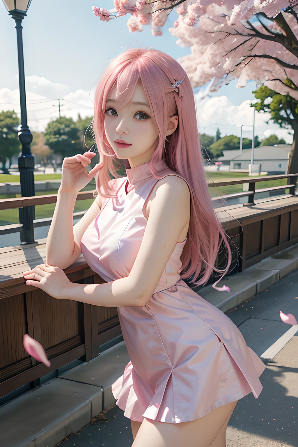 anime girl with pink hair and green eyes posing for a picture, haruno sakura, best anime 4k konachan wallpaper, seductive anime girl, marin kitagawa fanart, sakura petals around her, splash art anime loli, anime style 4 k, anime moe artstyle, high quality anime artstyle, detailed anime artwork, anime wallaper, anime best girl