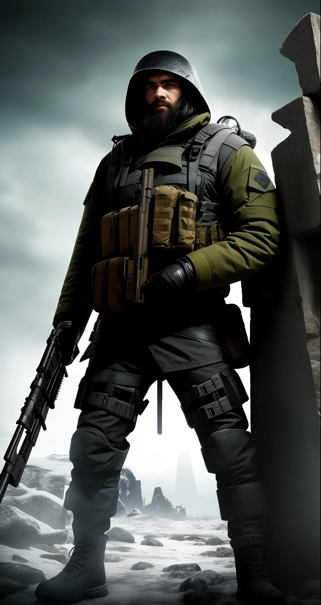 A member of tbe monolith faction from STALKER