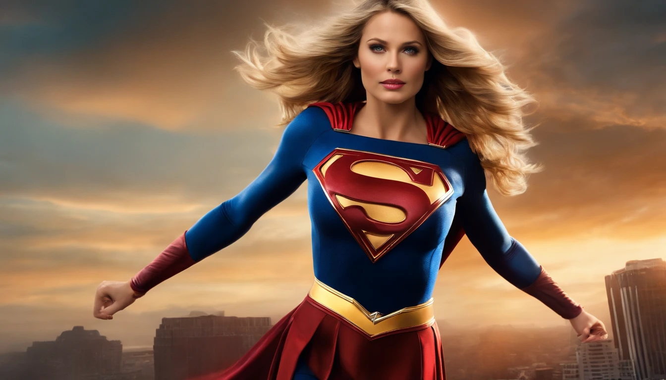 Charlize Theron under the mantle of the Kryptonian Kara zor-The alias Supergirl front images color images Splash Suit Man Of Steel Movie