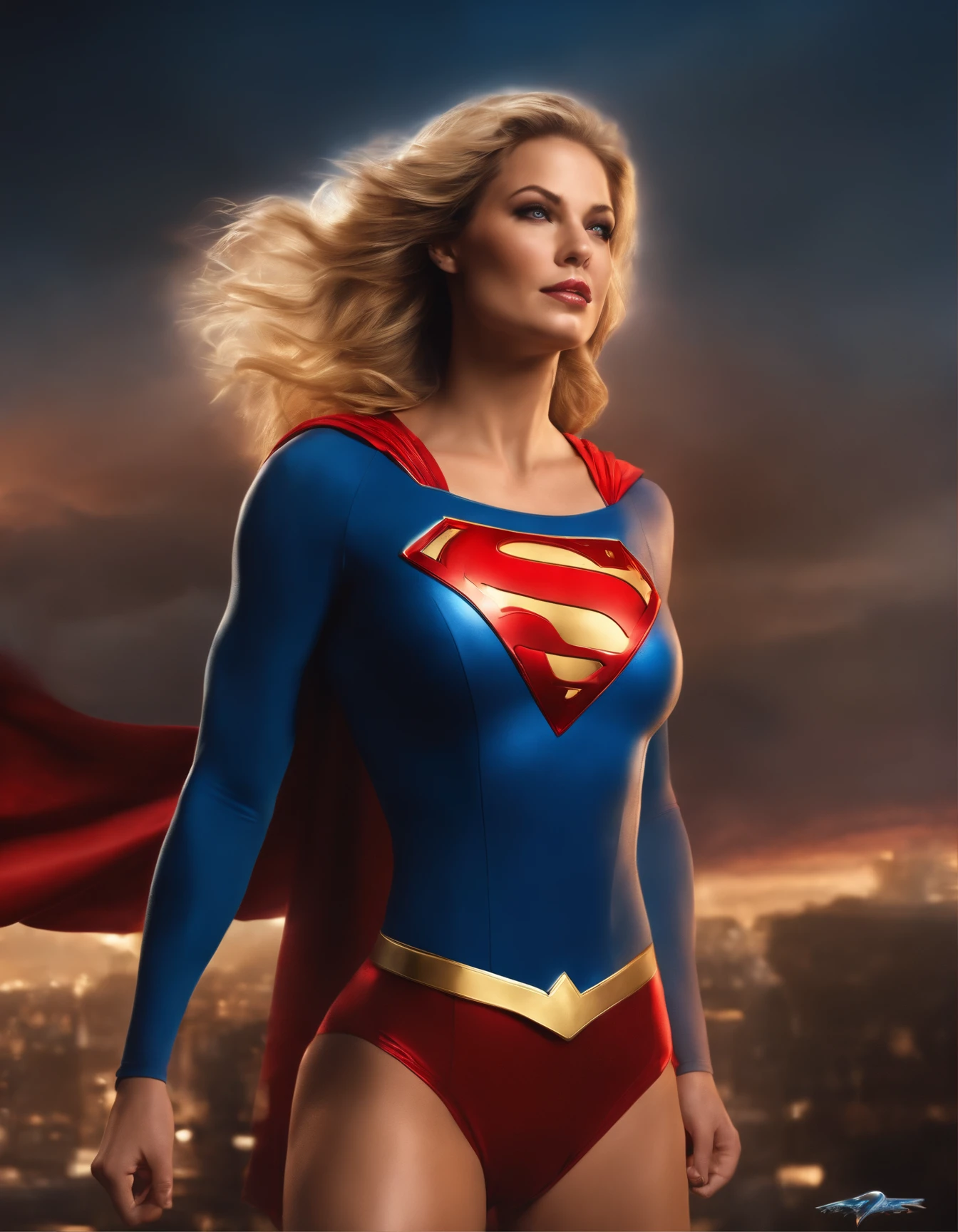 Hyper-realistic sexy supergirl in a bang