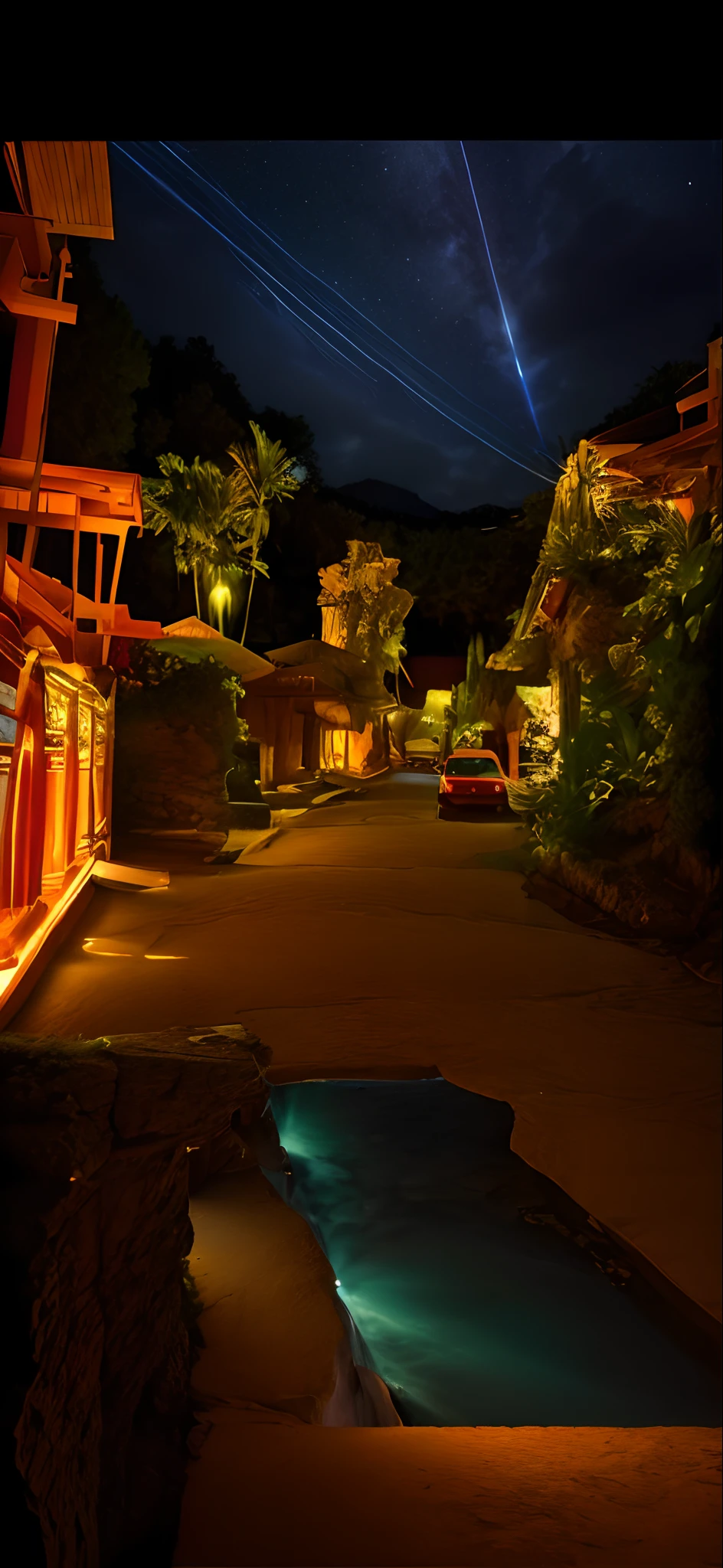 best quality, masterpiece, beautiful wild and natural fantasy landscape with glowing lights