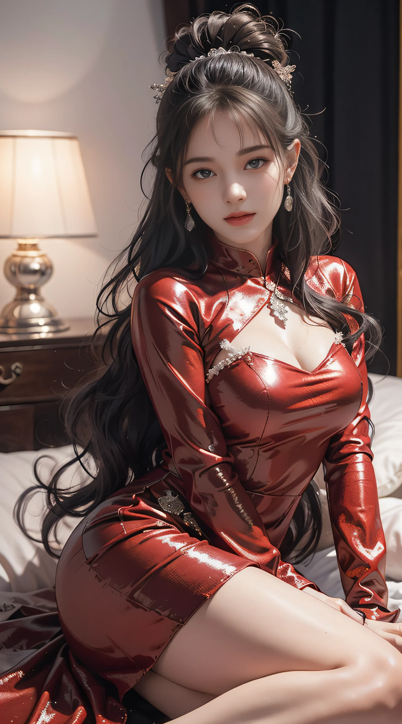 Top quality work,Photorealistic works,Ultra Premium Graphics,8K HD CG works,High-quality graphics,High-definition fine CG works,10x pixel,Ultra-fine details:1.1,Advanced technical details:1.1Photographically realistic,Indoor lighting effects:1.5,Natural light:1.5. light effect(Virtual Light Effects:1.8),超A high resolution,Shiny blue china dress,Long silver hair,Silver hair,Transparent hair,High Detail Hair(Premium Hair Detail:1.1)Clear eyes,Good looking double eyelids,Sharp eye makeup, Delicate makeup for eyelashes, Thin eyebrows, ultradetailed eyes,High Nose, lovely red lips, Rose cheeks, Face with delicate makeup , Pretty Face, A perfectly proportioned face,(Advanced facial details:1.1)Collection of shiny red luxury dresses,Bright red sequin dress,Sequin coat,shiny,Tight long skirt,Summer Sexy Hip Wrap Fishtail Sleeveless Commuter Maxi,Horse Stockings 100%Oil Gloss Panst Gloss Gloss Silk Glossy 8D Black Silk Woman,stiletto heels,mitts,Beautiful long dresses,wonderful dress,Bright Red Series,Haute Couture Dresses Collection,Dress Photography,Authentic dress works,In the banquet hall,Women's Artwork,full-body view,Goddess of Dress,真实感,amazing,Today's eyes are bright
