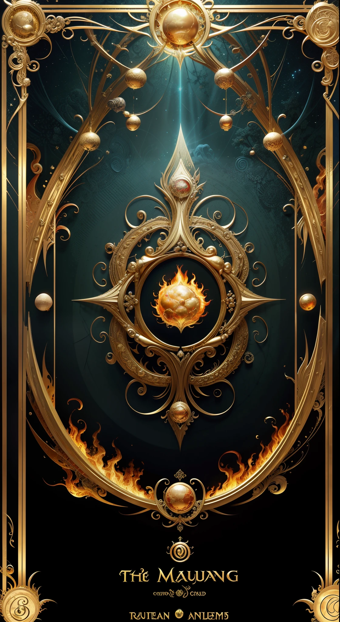 tarot cards，Full tarot border，(The image is surrounded by a tarot card-style border:1.8),The back of the card，Hades，Wearing：a black cloak，Giant scythe，Great giants，Roman mythology，8k wallpaper, Ultra-detailed, Beautiful and aesthetically pleasing, tmasterpiece, best qualityer, (s fractal art: 1.3), erupting volcano, extremely detaile, dynamic angle, Cowboy shot, The most beautiful forms of chaos, elegant, Fauvistdesign, vivd colour, romanticism lain, hell, Buble, shells, Blood, pearls，magma,火焰, Libra, skulls, Vintage style，（zentangle，datura，Tangles，entangled）， (s fractal art: 1.3)，holy rays，gold foil，Gold leaf art，glitter drawing，Full tarot border，（Full border 1.5），Fang Yi，（The border is centered at 1.8），(theelementoffire:1.4),Composed of fire elements，Highly realistic,Sci-fi lighting effects,Flame,hoang lap，climaxing，looking down from above，simple backgound：