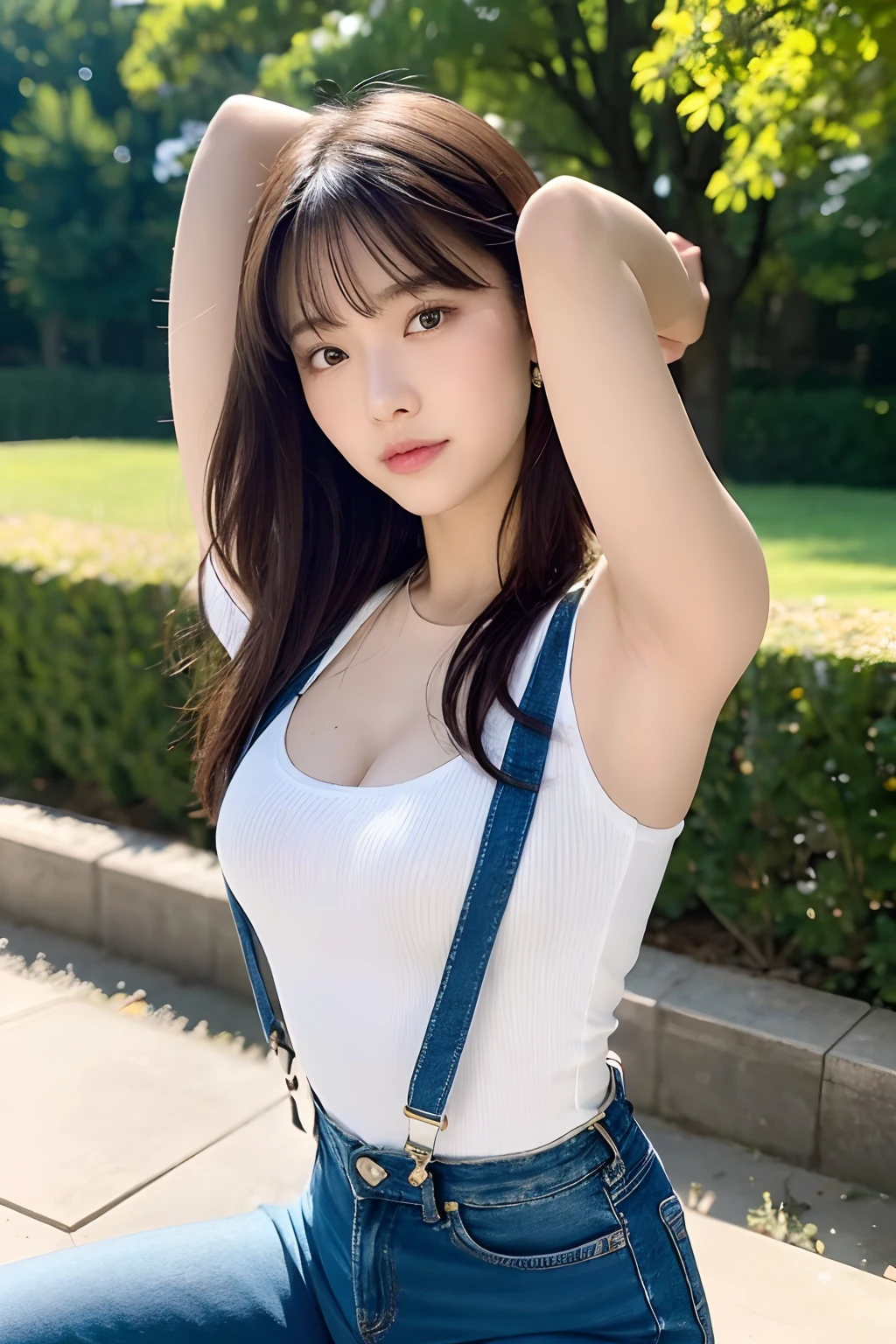 masterpiece、top-quality、The ultra -The high-definition、、colourfull、flat-colors、depth of fields、lens flare 1 girl、、A dark-haired、watching at viewers a belt black suspenders Social OL ample bosom JINS jeans Face sitting
Waiting to start Armpit sweat perspiring Side of both hands huge-breasted Interparial