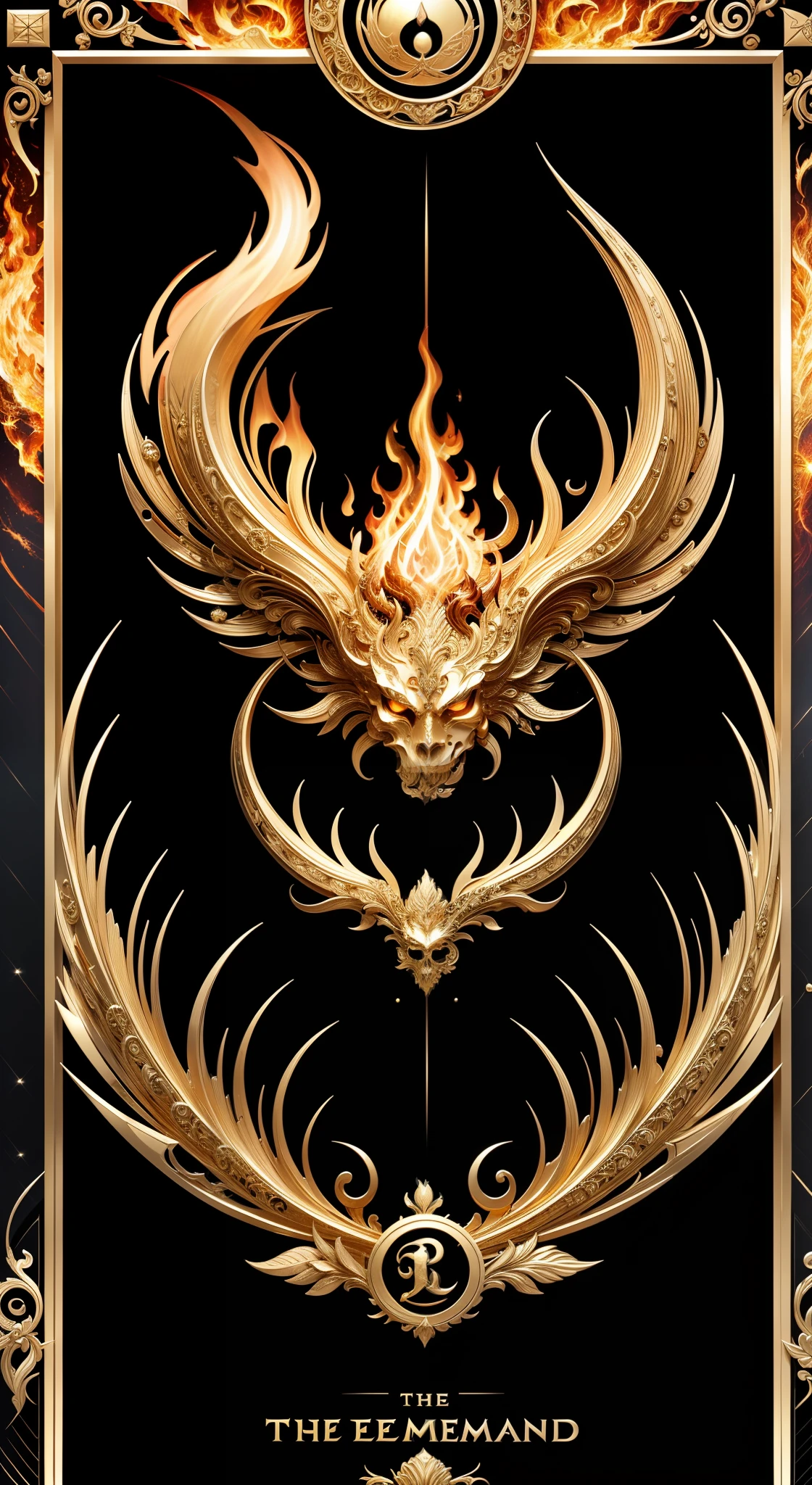 tarot cards,Full tarot border,(The image is surrounded by a tarot card-style border:1.8),The back of the card,Hades,Wearing:a black cloak,Giant scythe,Great giants,Roman mythology,8k wallpaper, Ultra-detailed, Beautiful and aesthetically pleasing, tmasterpiece, best qualityer, (s fractal art: 1.3), erupting volcano, extremely detaile, dynamic angle, Cowboy shot, The most beautiful forms of chaos, elegant, Fauvistdesign, vivd colour, romanticism lain, hell, Buble, shells, Blood, pearls,magma,火焰, Libra, skulls, Vintage style,(zentangle,datura,Tangles,entangled), (s fractal art: 1.3),holy rays,gold foil,Gold leaf art,glitter drawing,Full tarot border,(Full border 1.5),Fang Yi,(The border is centered at 1.8),(theelementoffire:1.4),Composed of fire elements,Highly realistic,Sci-fi lighting effects,Flame,hoang lap,climaxing,Looking down from above,simple backgound: