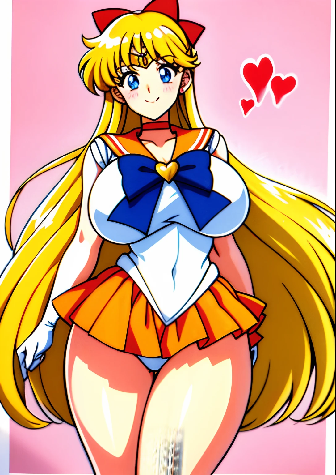 aino minako、Sailor Senshi Uniform、Anime Aunt、A MILF、a matural female、Older、age 40s、MILF、orangechoker、gold choker、elbowgloves、sailorvenus、Very long blonde woman、Orange miniskirt、Gold miniskirt、 white glove、Orange sailor collar、Gold sailor collar、solo、Woman with very large breasts、huge tit、Red ribbons、White leotard、highleg、highleg leotard、robe blanche、purple bowtie、magical 、耳Nipple Ring、smile、heart_background、traditional_media、jewelry、circlet、Blue-eyed woman、looking_at_viewer、shiny、Half Up Hair、mature、rating:questionable、closed_mouth、pleatedskirt、wide-hips、cowboy_shot、impossible_clothes、bangs、shiny_skin、violet_background、Woman standing、eyebrows_visible_through_hair、shiny_hair、blush、rating:safe、bare legs、Bare shoulders、1990's\(styles\)