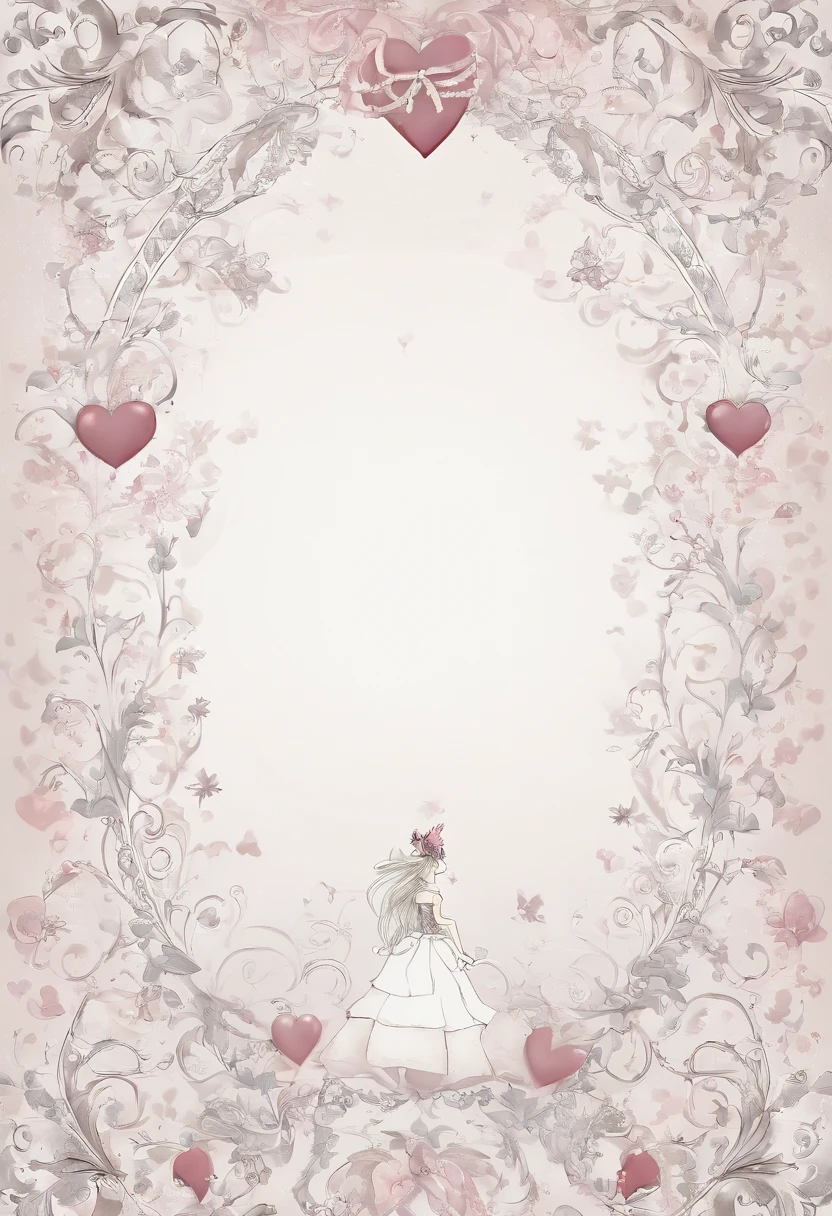 white background with hearts and bows