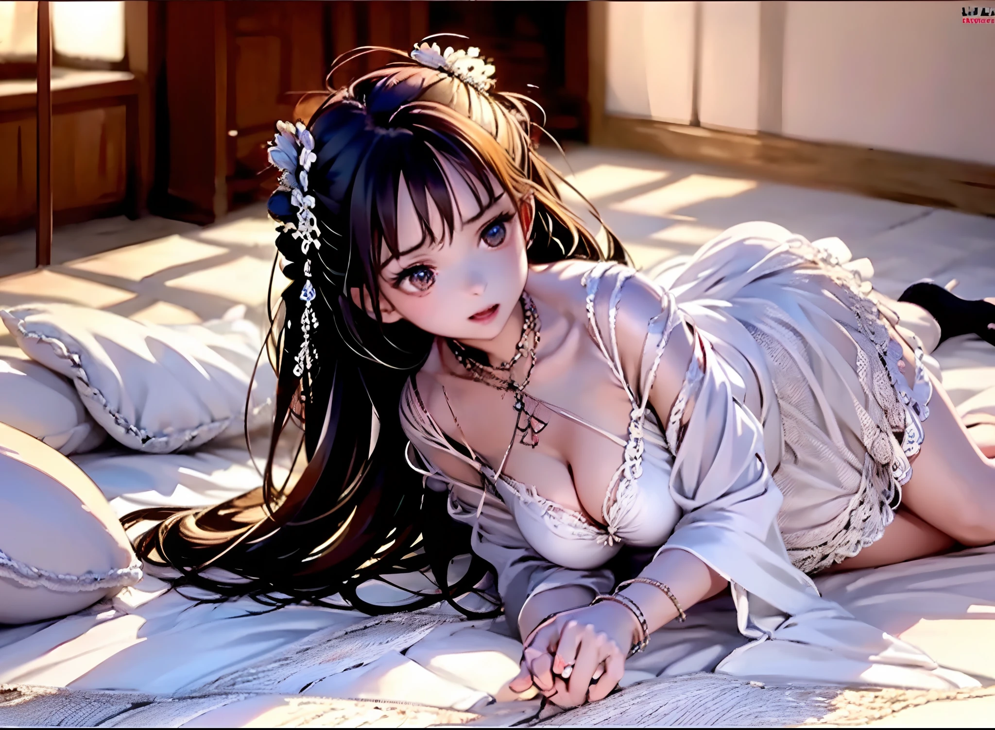 dark dream madnees on night and old home horror place room girls learning for bed or girls hand in maysterious book