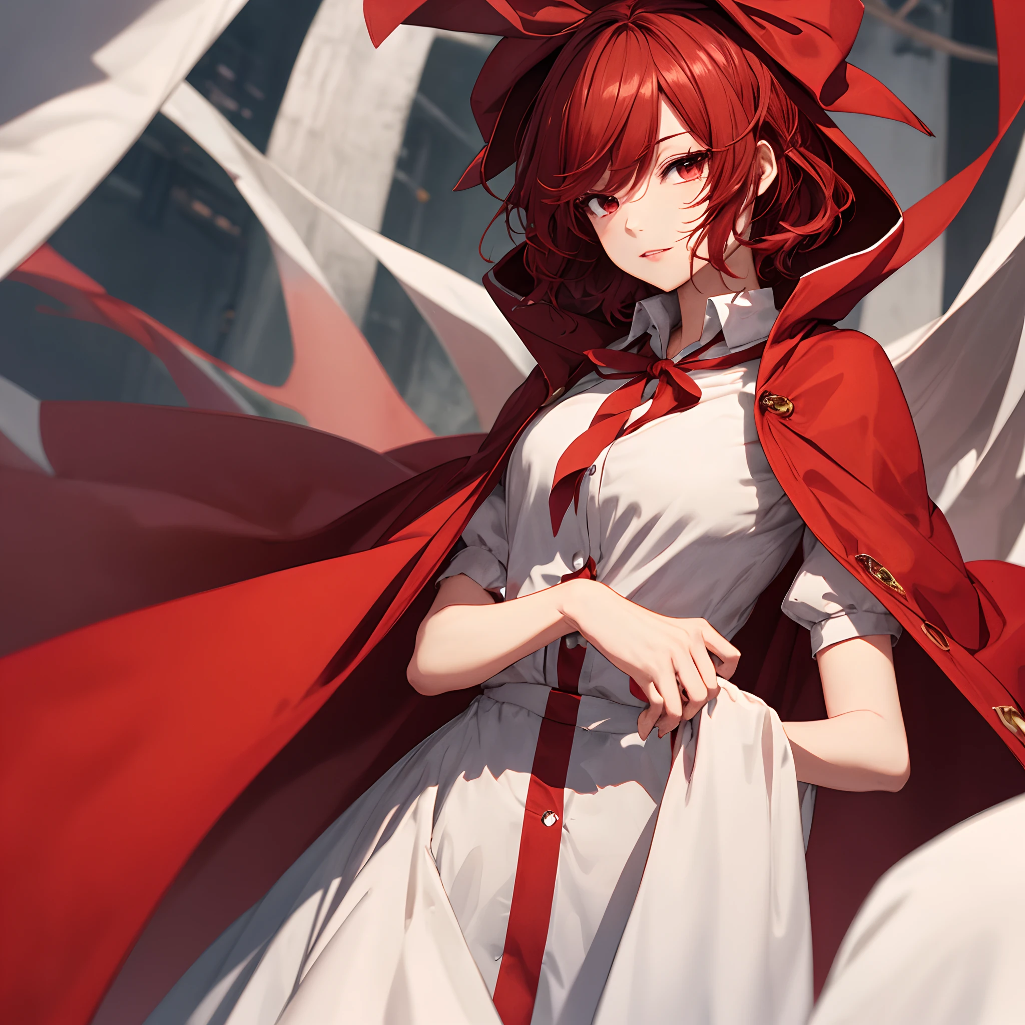 Touhou Project Red Hair Beautiful Girl Hands Forward Red Clothes Red Cloak