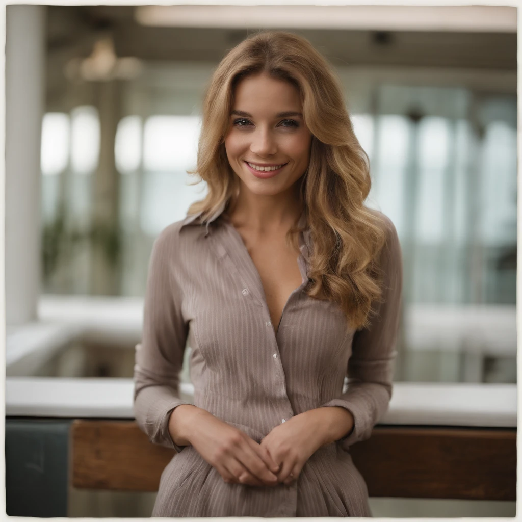 Girl spreading her legs on a bright office table near a panoramic window, Smiles, Full body , blush, Super thick highlight hair, large round eyes, short curly blonde hair, Dramatic McCup, Arched back, French manicure, Best Quality, 超A high resolution, Photorealistic, masutepiece, pure_Eros_Face, blemish, (acne:1.1), freckle, 135 mm, nikkor, F2.8, Bokeh, Leather collar kinks, droolng, Ball gag in the mouth,Halloween、fancy dress、top-quality、One beautiful beauty、Jack-o'-lantern、35mm lens