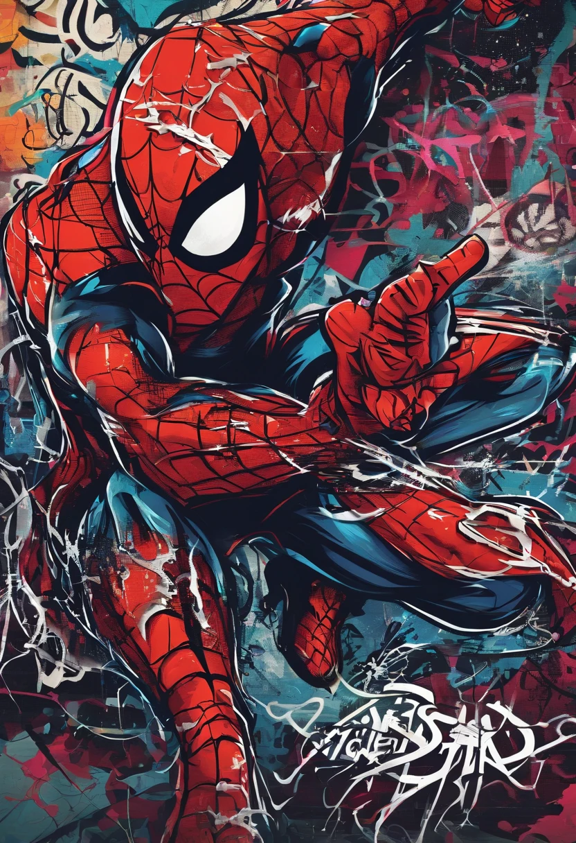 Prompt: Graffiti, spider-man, The whole picture, hight resolution、highly contrast,Venom,Cool,Carnage