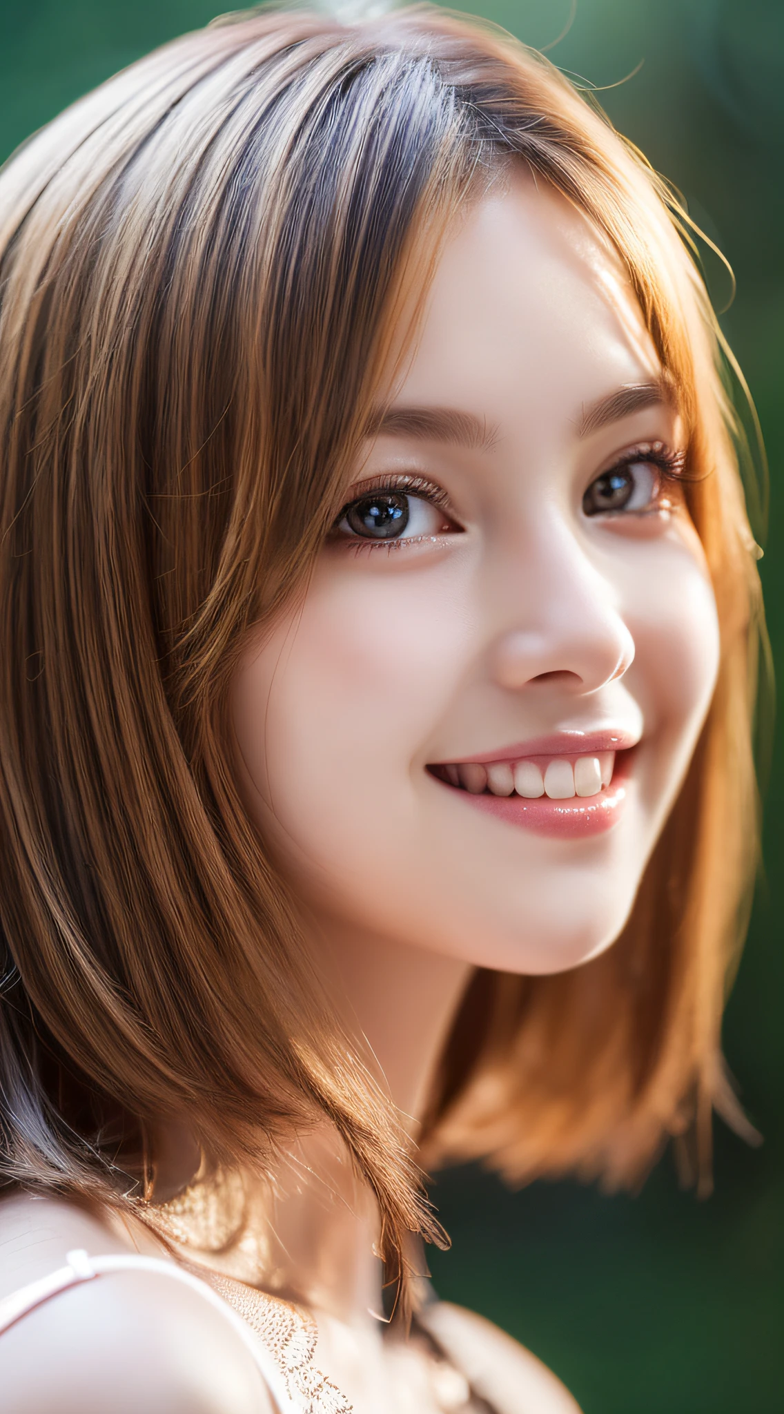 (1girl), Solo, Extremely cute, Amazing face and eyes, (Beautiful lovely smile), Blonde hair, (extremely detailed beautiful face), bright shiny lips, (Best Quality:1.4), (Ultra-detailed), (A hyper-realistic, Photorealsitic:1.37), Beautiful fair skin, extremely detailed CG unified 8k wallpaper, RAW Photos, professional photograpy, Cinematic lighting,