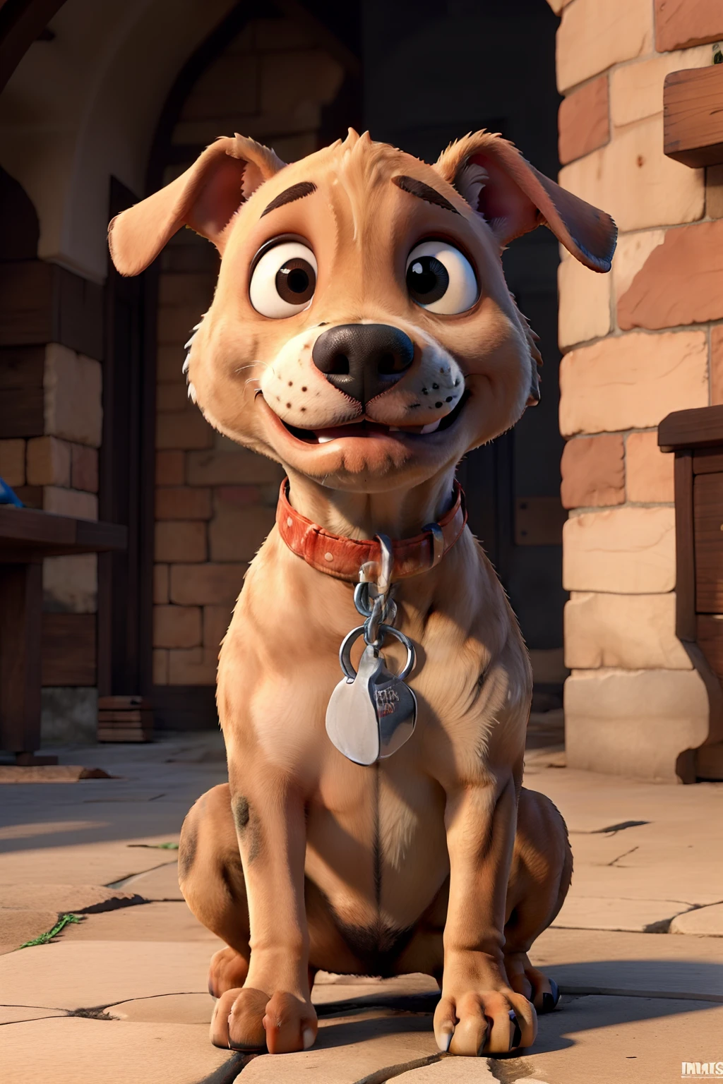 Um Pitbull com os olhos cinza e a cor da pele cinza