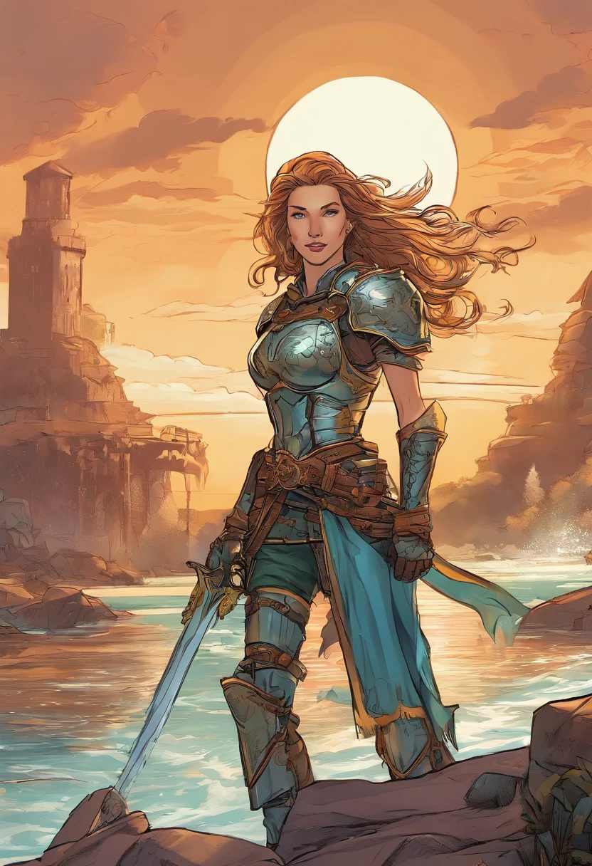 A woman in armor walking through a body of water, picture of female paladin, female paladin, fantasia paladin mulher, gorgeous female paladin, cavaleiro feminino, retrato cavaleiro feminino, Retrato do Paladino Feminino, Warhammer 4 0K obra de arte, de uma bela cavaleiro feminina, martelo de guerra 4 0 k fantasia, female warrior, vestido com armadura de batalha, cabelos brancos, armadura preta