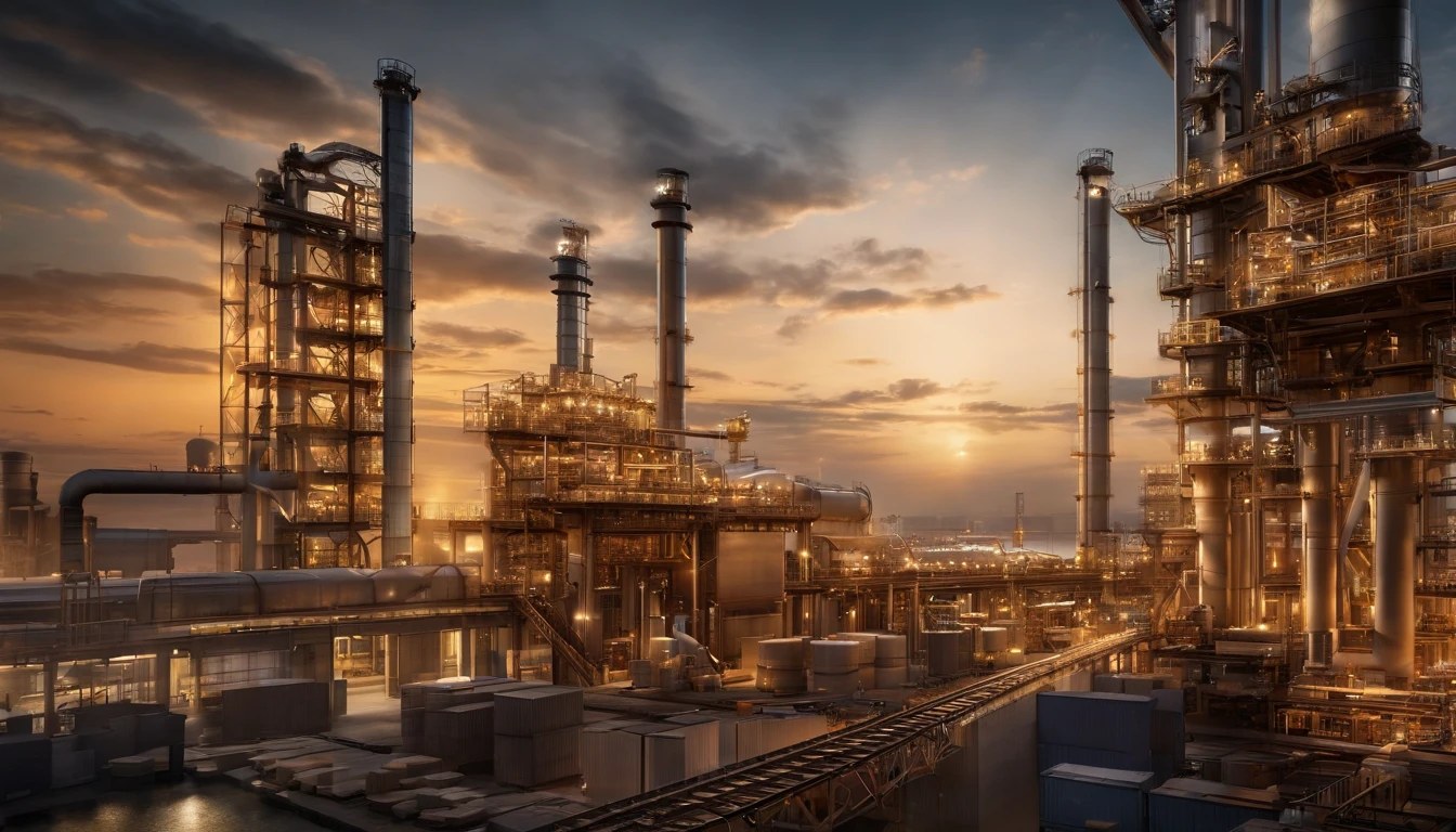 [subject] It is depicted in a modern industrial scene。The environment is full of machines and automation that work efficiently。The atmosphere is dynamic and innovative，It reflects the important supporting role of the industrial Internet in the development of the industrial chain and supply chain。Cameras shuttle between the factory floor and the logistics center，The application of IoT technology and the real-time transmission of data are demonstrated。ao mesmo tempo，Real-time production information and supply chain data analysis are displayed on the screen，It demonstrates the real-time monitoring and optimization capabilities of the Industrial Internet。A number of key industrial sectors have also sprung up on the site，Such as manufacturing、Logistics & Supply Chain Management，It highlights the transformation and improvement of the industrial Internet in these areas。[camera settings] —c 10 —ar 2:3，8K,high definition resolution