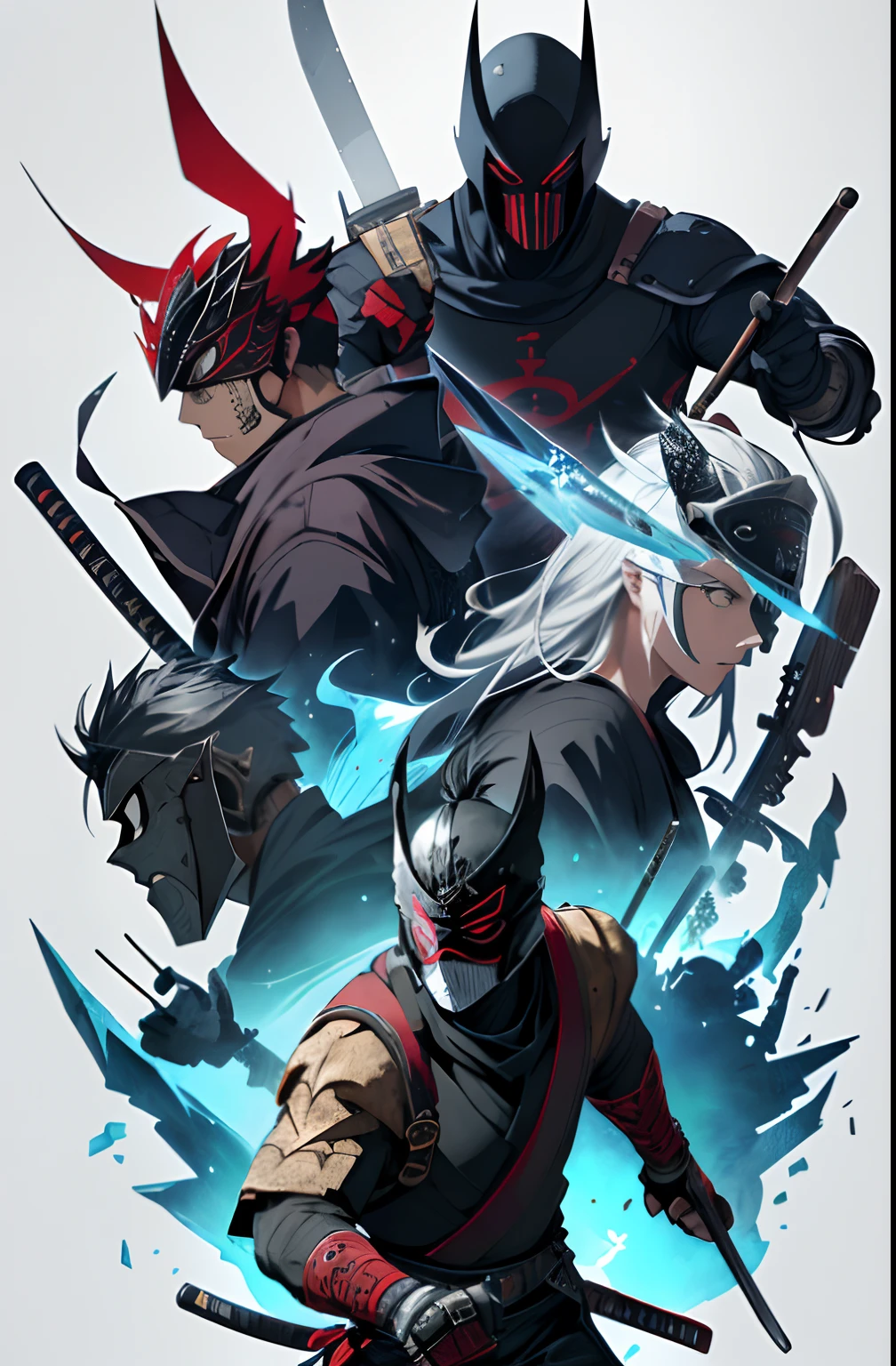 Weapon design table,concept-art,axe,Masked Assassin,,(Samurai)(masutepiece,of the highest quality,Best Quality,offcial art,Beautiful and aesthetic:1.2),(8K,Best Quality,masutepiece:1.2),Ice Element,icey,black backgrounds,cinmatic lighting,(extremely detailed CG unified 8k wallpaper),Ray traching