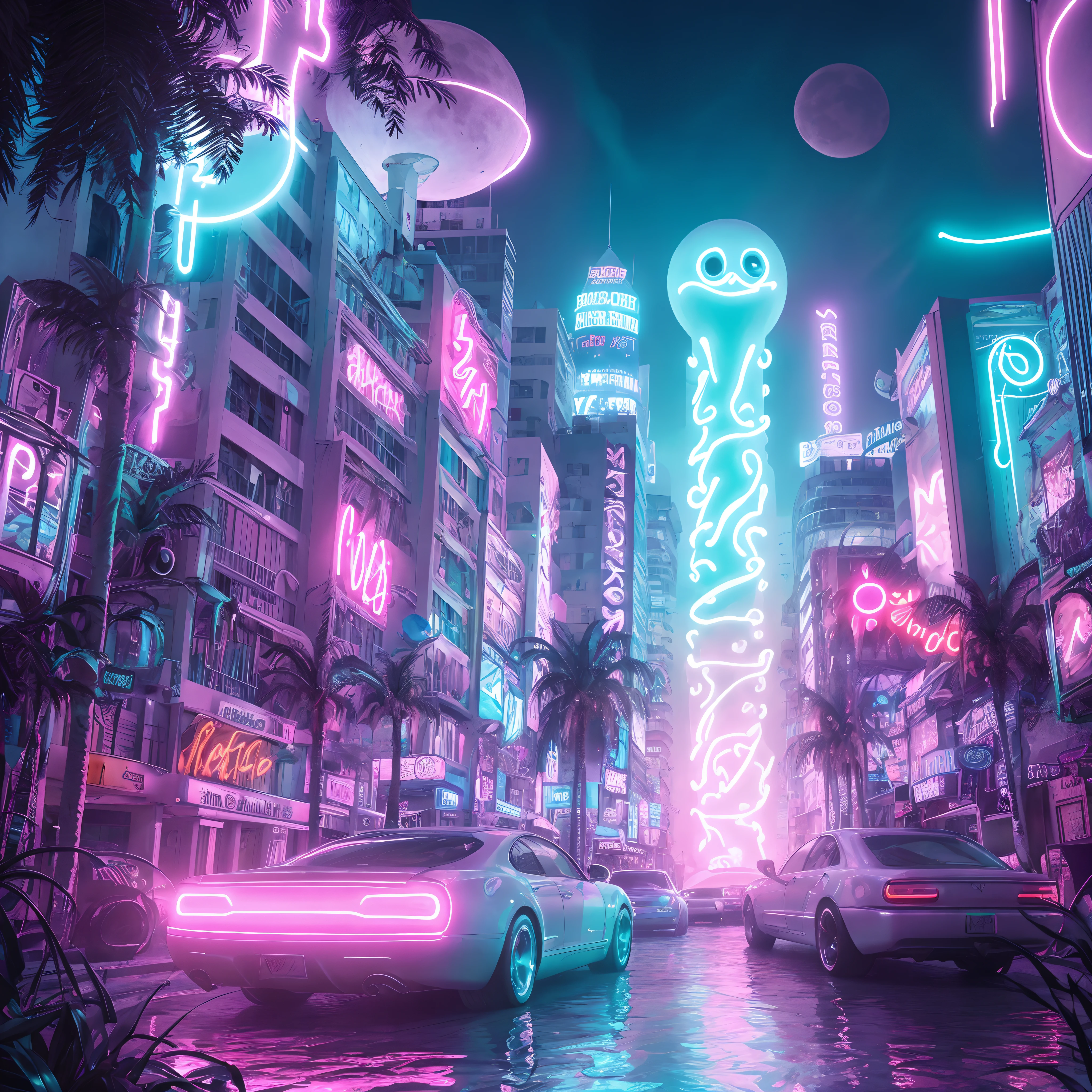 (best quality,4k,8k,highres,masterpiece:1.2),ultra-detailed,(realistic,photorealistic,photo-realistic:1.37),vaporwave horror movie,cute,portraits,retro,neon colors,hauntingly beautiful lights,bright and vibrant tones,distorted aesthetics,creepy yet adorable characters,eye-catching glitch effects,hallucinatory atmosphere,dark shadows,evocative surrealism,3D rendered dreamscapes,mind-bending visuals,futuristic scenery,unsettlingly charming creatures,blood moon rising in the background,misty and mysterious pastel clouds,psychedelic patterns and shapes,nostalgic cassette tapes and floating televisions,bizarre inanimate objects coming to life,cute little ghosts with glowing eyes,dripping neon signs spelling out strange messages,surreal creations mixing horror elements with an endearing charm,vibrant plants and flowers with an otherworldly twist,whimsical animals with twisted features,distorted reflections in a neon-lit cityscape,hauntingly beautiful yet unsettlingly serene moments,parallel universe merging horror and cuteness,unexpected twists and turns in a vivid and mesmerizing dream world,vaporwave aesthetics colliding with the eerie essence of a horror movie.