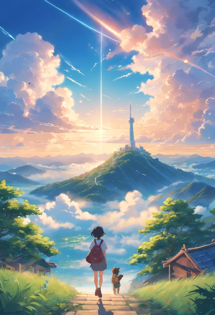 When the little dragon comes home, He recorded what he saw and heard in his diary.In the sky, A few white clouds floated.
