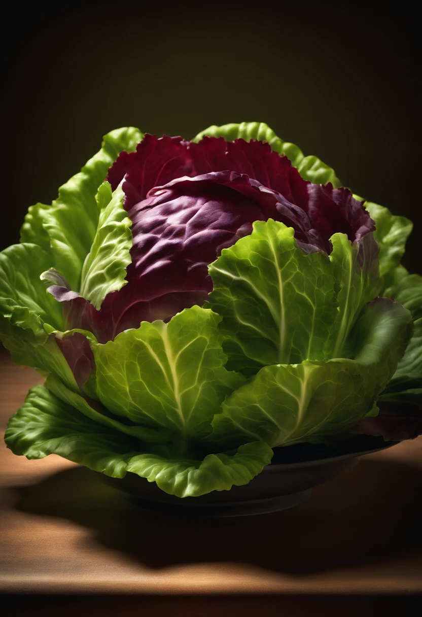 realistic photo of a radioactive lettuce dish
