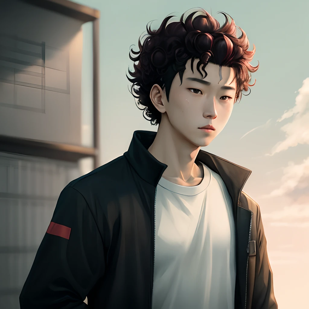 Kento Nanami from Jujutsu Kaisen but with curly hair