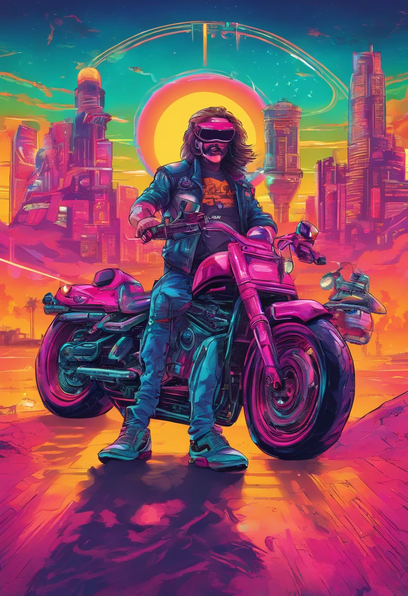 CREATE AN 80'S STYLE POSTER WITH BEER AND HARLEY DAVIDSON MOTORCYCLES, ON THE POSTER WRITE: BATIST BREW RIDERS