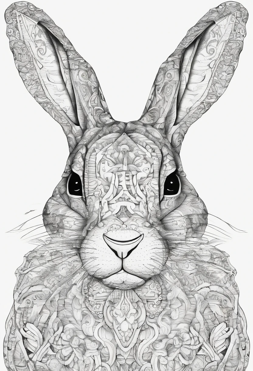 A very simple coloring page of a rabbit