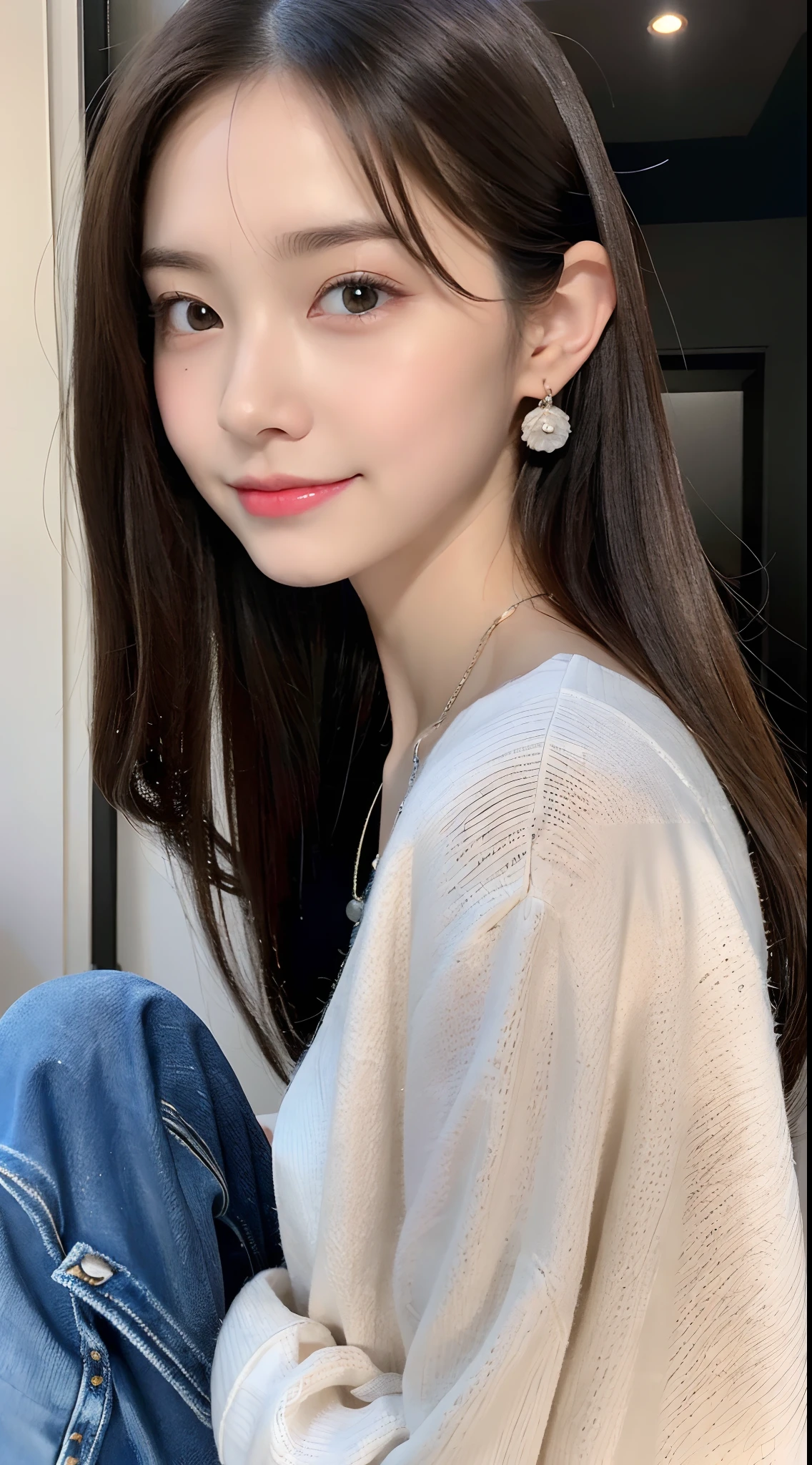 (((32K,very high res, high detailing, highly accurate,Masterpiece Girl 1:1.5))),Raw photo & realistic atmosphere,beautiful dark blue eyes,Detailed mouth,Glossy lips,Detailed eyebrows,Soft white skin that shines with every detail,,Eyes drawn in detail、Very beautiful eyes with azure eyes,Detailed lips、Very beautiful face,Very well-formed face、Lifelike face,shiny beautiful lips,Beautiful eyebrows,Infinite reality,Best design,(Insanely cute Japan -yeld hischool girl,,Beautifully shaped breasts,Very cute beautiful girl,Little Gilthy body,Outstanding style:1.5),Best Natural Makeup,Japanese ido,Korean Idols,Young sensual idol,Moist eyes,Dark Beautiful Deep Eyes,Beautiful butt,beauty legs,,camel's foot,:1.3),超A high resolution、,Natural and realistic face,Back lighting,Pure eyes are too cute,(((photorealisim,Photograph the whole body))),,Reality Live Action,(Fashionable earrings,,a necklace,A bracelet,gyuru,Glossy nail art,2022 Women's Teens Street Casual Fashion,Winter fashion,Down jacket,damage jeans,white shoe,Calm and fashionable girl,light brown hair,short-hair,Ear Hair,独奏,little smiling,full body Esbian,Show full-body fashion,Bend forward, Only beauty young cute 15 year old girpetite and very cute 15-year-old girl:1.7),Nighin uya