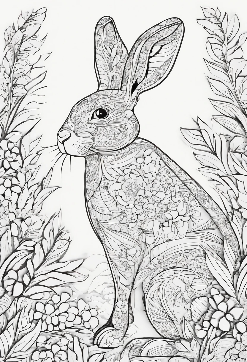 A very simple coloring page of a rabbit