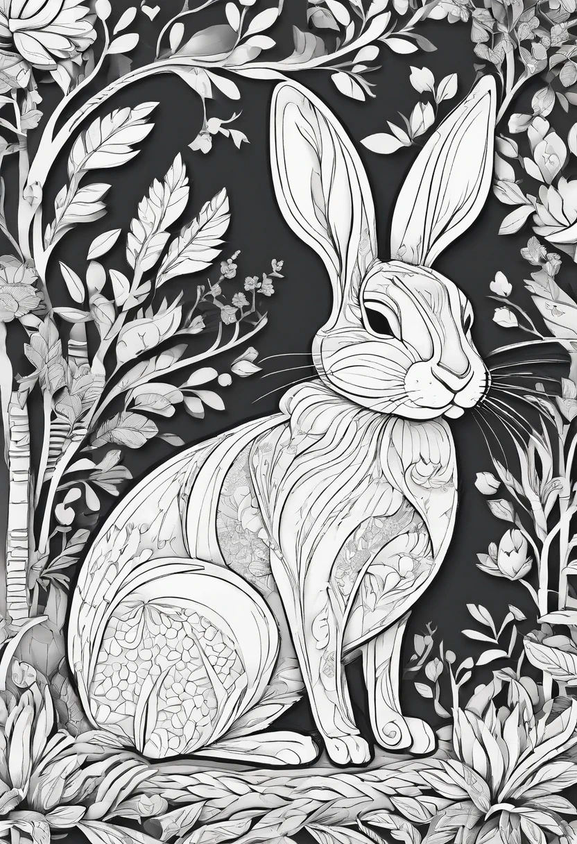 A very simple coloring page of a rabbit