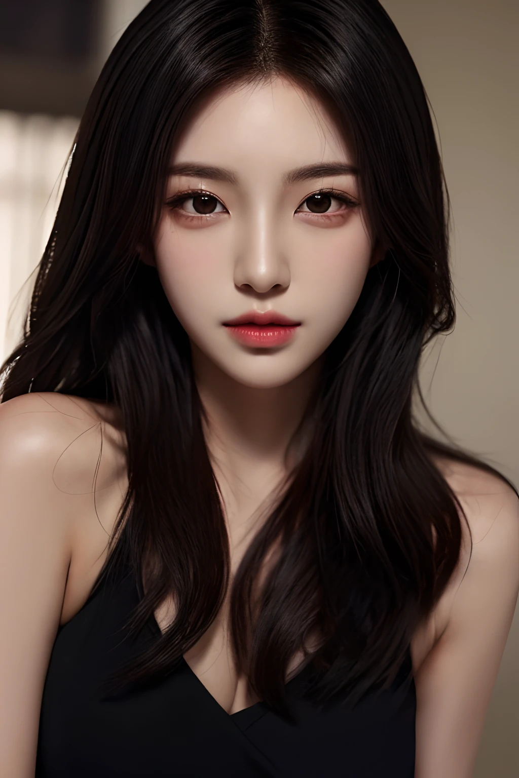um close up de uma mulher com longos cabelos pretos usando um vestido preto, jennie blackpink, Asian girl, an Asian woman, beautiful Asian girl, beautiful Asian woman, Asian girl with long hair, beautiful chinese model, tomorrow brother trans, basia tran, asian face, Retrato de Sophie Mudd, asian women, imagem vazada, a young Asian woman, Asian woman