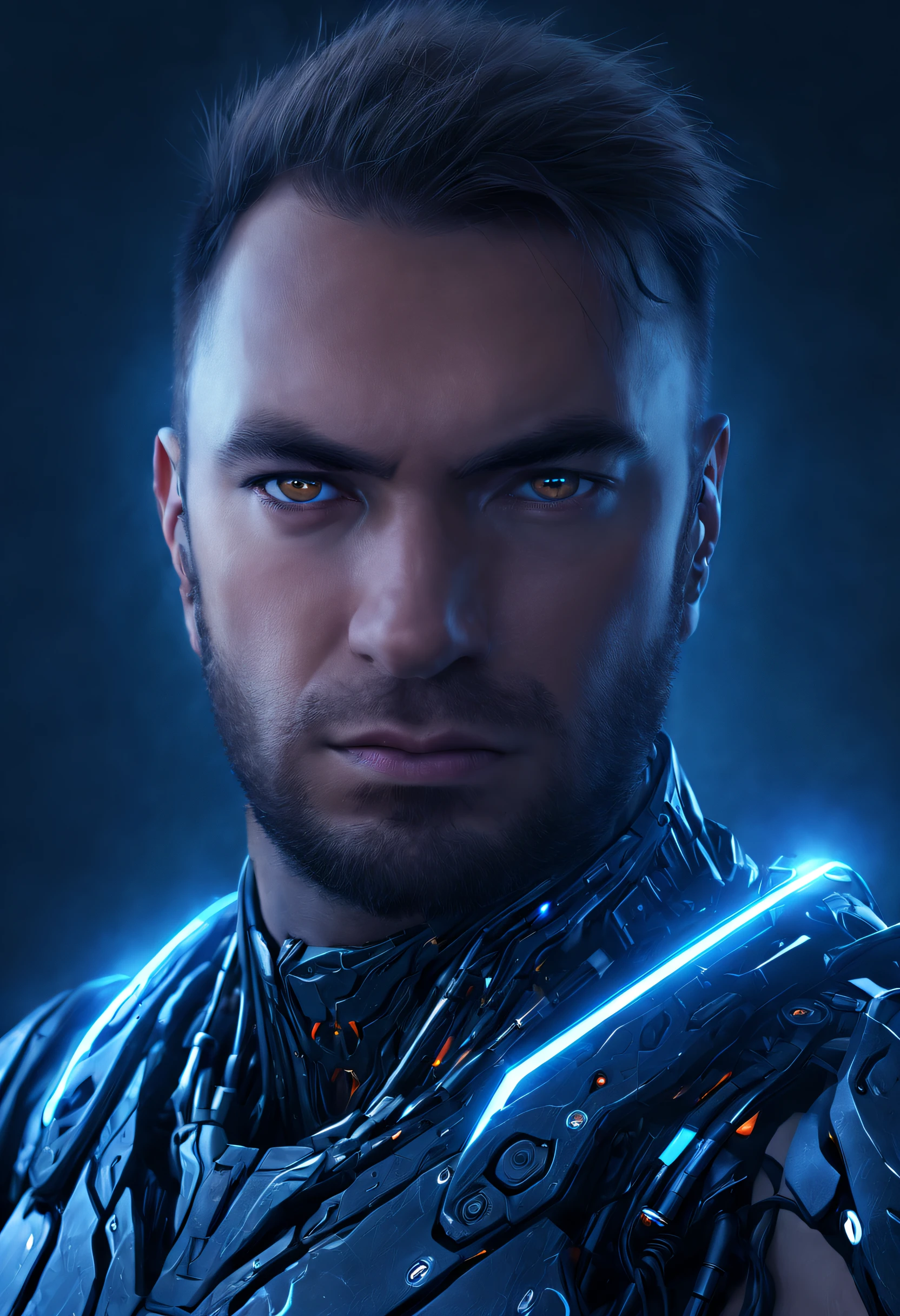 (epic portrait:0.85) a MAN cyborg style christopher balaskas, (masterpiece, top quality, best quality, official art, beautiful and aesthetic:1.2), (photorealistic, ultra realistic 8k CG:1.10), raw photo, photo:1.5, realistic:1.5, photorealistic:1.5, ultra highres, 8k, detailed skin, highest detailed, extreme detailed, 8k wallpaper, colorful, glowing (dark magic:1.10), (intricate details:1.10), (hyperdetailed:1.10), 8k hdr, high detailed, lot of details, high quality, soft cinematic light, dramatic atmosphere, atmospheric perspective