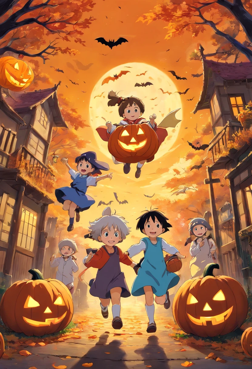 Children playing on Halloween