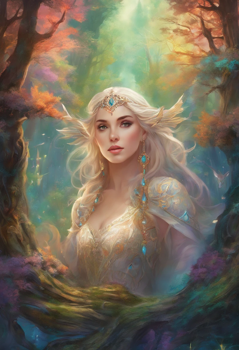 Lady Opal, a young woman, (closed mouth), waist high portrait, ((hyperdetailed eyes)), forest in background, concept art by greg rutkowski, Detailed face, hyperdetailed intricately detailed gothic art triadic colors, gothic deviantart masterpiece, calligraphy, acrylic, watercolor art, professional photography, natural lighting, complex, elegant, expansive, fantastical, 8k resolution, HW*