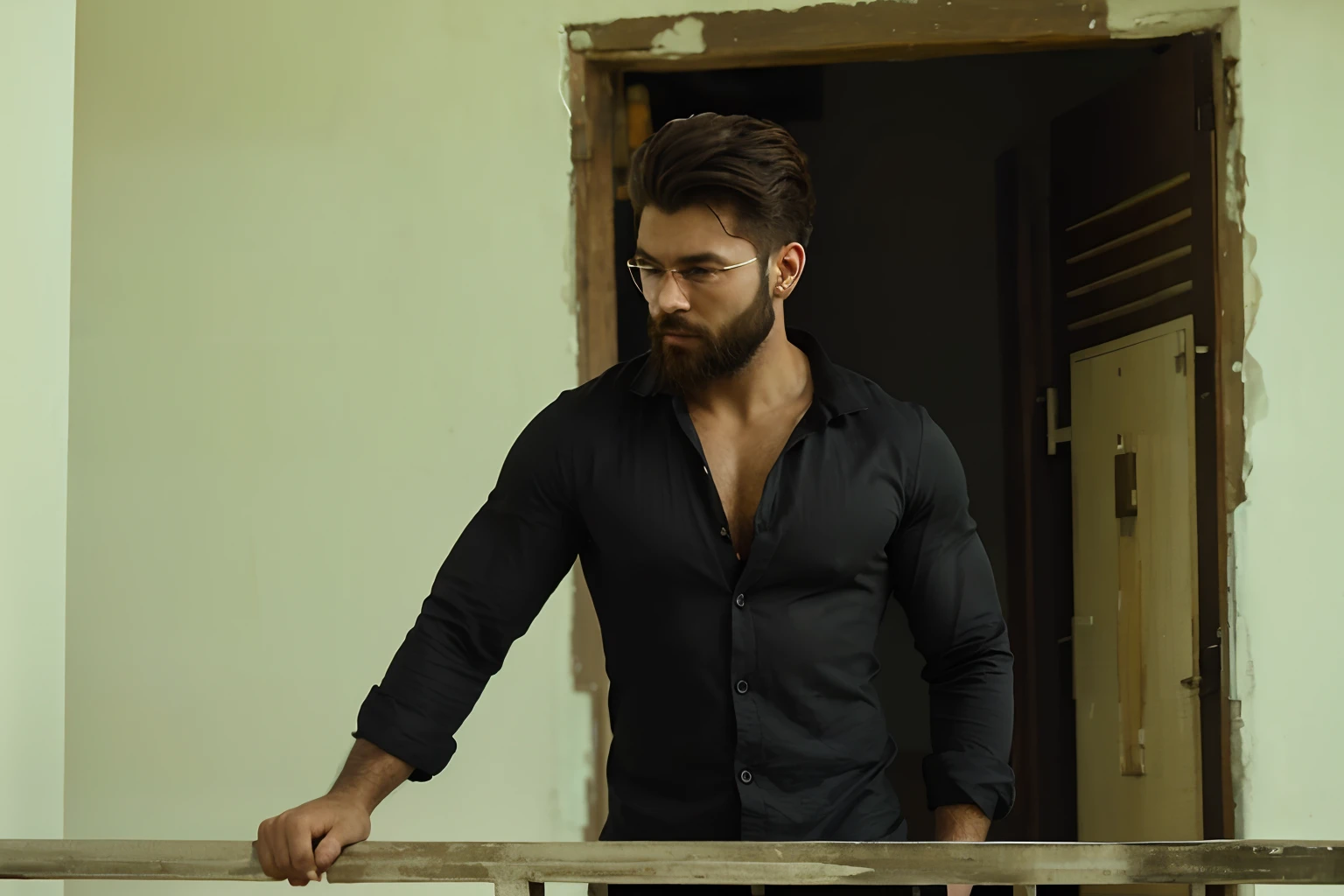 Muscular body with stuble beard