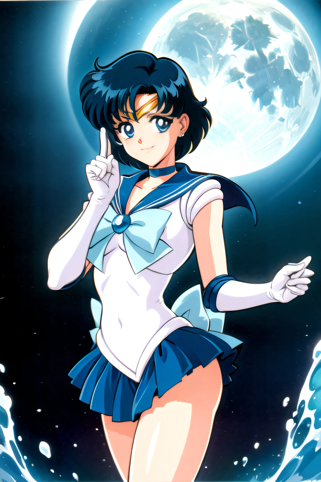 (top-quality:1.3), (​masterpiece:1.4),(Anatomically correct), (Full limbs),(complete fingers),(Precise fingertips), (Fine details),(8K),Photorealista,Sailor Moon!!!!!!!!, Sailor Moon Style,by Sailor Moon, Sailor Senshi Uniform,(Sailor Mercury:1.25),aqua eyes, Dark green hair,Blue choker,
ful:1.3,stands,。.。.。.3D,realisitic,Ultra Micro Photography,top-quality,Ultra detailed CG unity 8k wallpapers,frombelow,intricate-detail,(1 female),20yr old,(Mer1, tiarra, Sailor Senshi Uniform,white glove,Blue sailor color,a blue skirt,Sailor Senshi Uniform:1.2,Sailor Mercury:1.2,meishaonv),shorth hair,short blue hair:1.2,Sailor Senshi uniform revealed,Shiny Blue Color Sexy Pleated Mini Skirt:1.3,(very large blue-colored bow in the center of the chest,,,,,:1.4,Golden tiara on the forehead:1.5,Blue gloves on the elbows:1.1,Bare upper arms:1.1,Long knee high boots in shiny blue enamel,Luxurious gold decoration:1.3,Saturated wide blue color, Saturated Blue Sailor Color,Long white latex gloves with luxurious gold décor:1.3,very large blue bow behind the waist,,,,,:1.1,Blue choker,Cleavage looks sexily boldly big,Blue star-shaped earrings)),partedbangs,((seducting smile,Very pretty face,Details of face:1.5,Bright blue eyes,美丽的面容,beautidful eyes,shinny eyes,thin lipss:1.3,thin and sharp pale eyebrows,,long dark eyelashes,Double eyelashes)),Luxurious Golden Jewelry,(Very thin and fitting high gloss white holographic leather:1.3),Bold and sexy slender high leg gravette swimsuit,(battle posture), Huge white wings,thin and muscular muscles,Muscular abs,a small face,huge-breasted,perfectly proportions,big breasts thin waist,SEXY Model Pose,Visible Pore,perfect hand:1.5,octane renderings,highly dramatic picture,Strong natural light,sunlights,exquisite lighting and shadow,dynamic ungle,DSLR Harp,Focus:1.0,Maximum clarity and sharpness,(The divinity of water,Splattering on the background of the space,Dynamic water background,prow: 1.2,Eau,polka dots,Water hair,Dynamic Frames,mercury,rays of moonlight,a moon,Dynamic backgrounds,Background of details)),