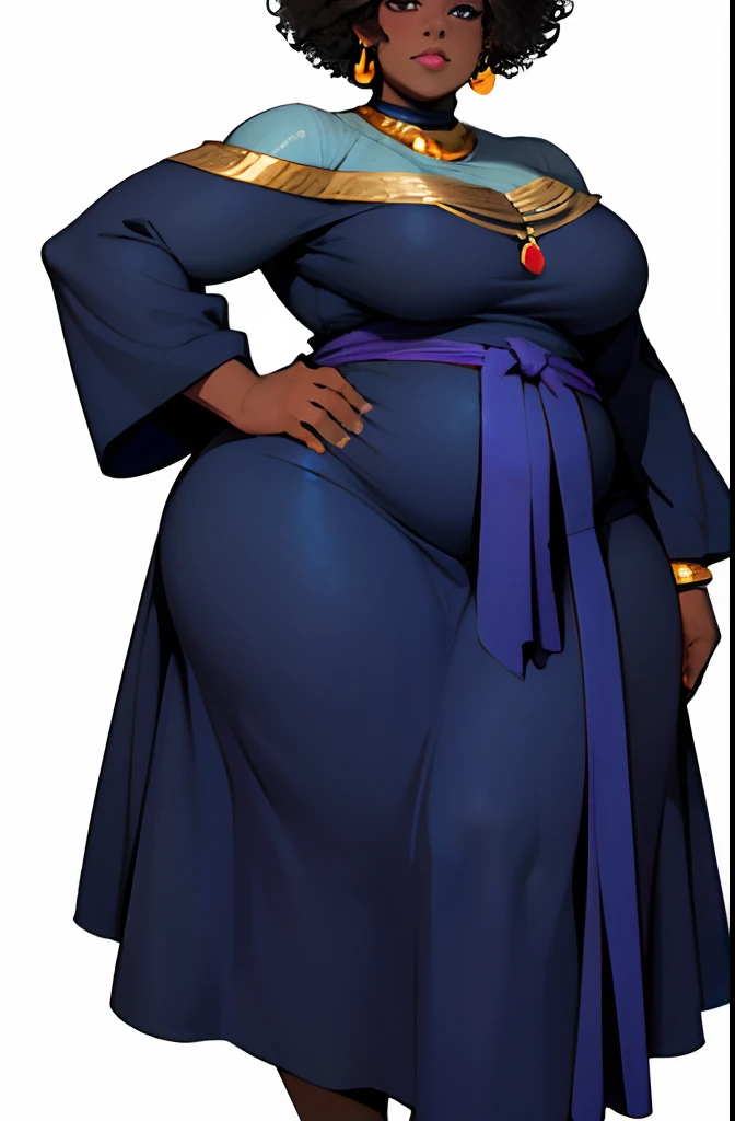 digital art, highly detailed, reference sheet in multiple angles, standing pose, feminine features, dark skin, pregnant, curvy, corpulent, portly, mature woman, adult female, whole body, bald, form-fitting, hijab, abaya dress, scarf, long sleeves, long skirt, shoes, 1woman, solo, upper body, lower body, ((Extremely Detailed)), ((Best Quality)), ((Masterpiece)), ((4k)).