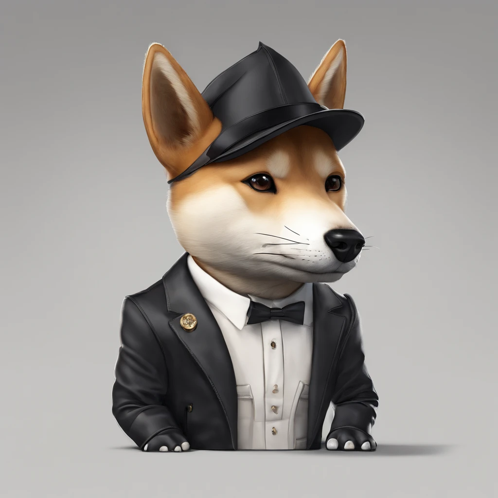 Elon Musk avec Shiba entrain de s'amuser ensemble, Long manteau noir, Une perspective de face