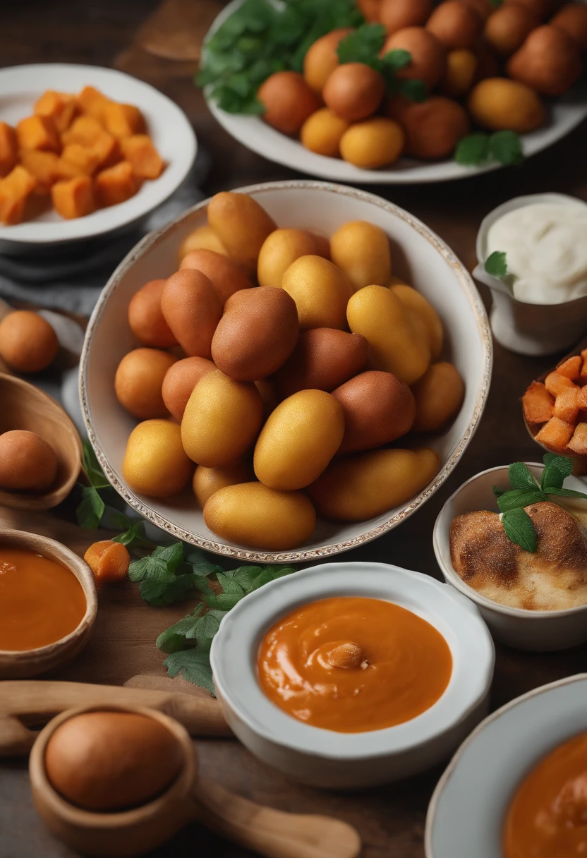 batata cozida recheada, 3d, ultrarealista, 4k, foodporn