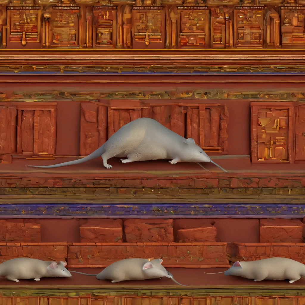 mouse, Kilt, Hand strings, robed, 3D rendering of, a temple background