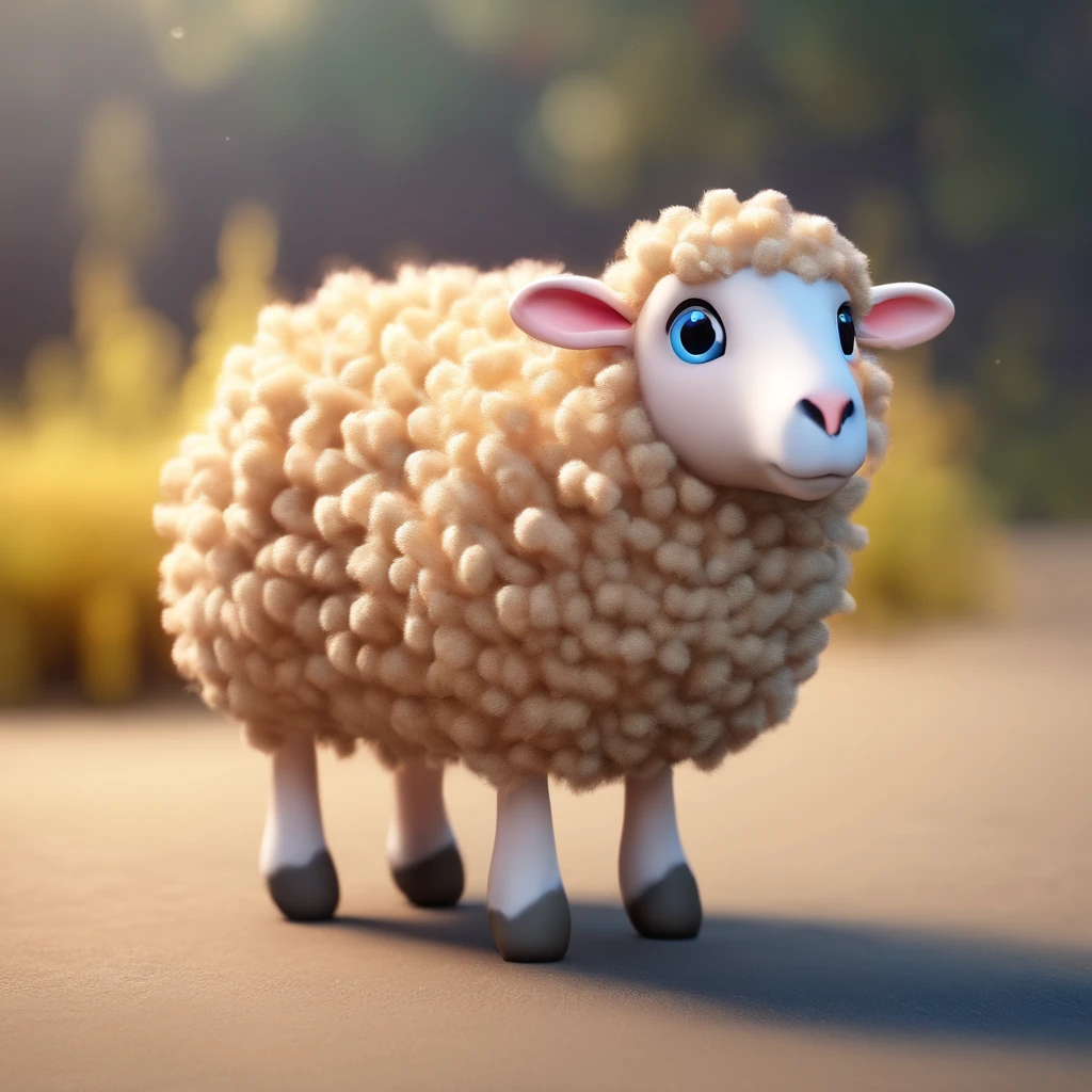 adorable creature，Similar to a mixture of sheep and mango, fluffly, haar, bblurry, Comic feet wear sleeve caps
