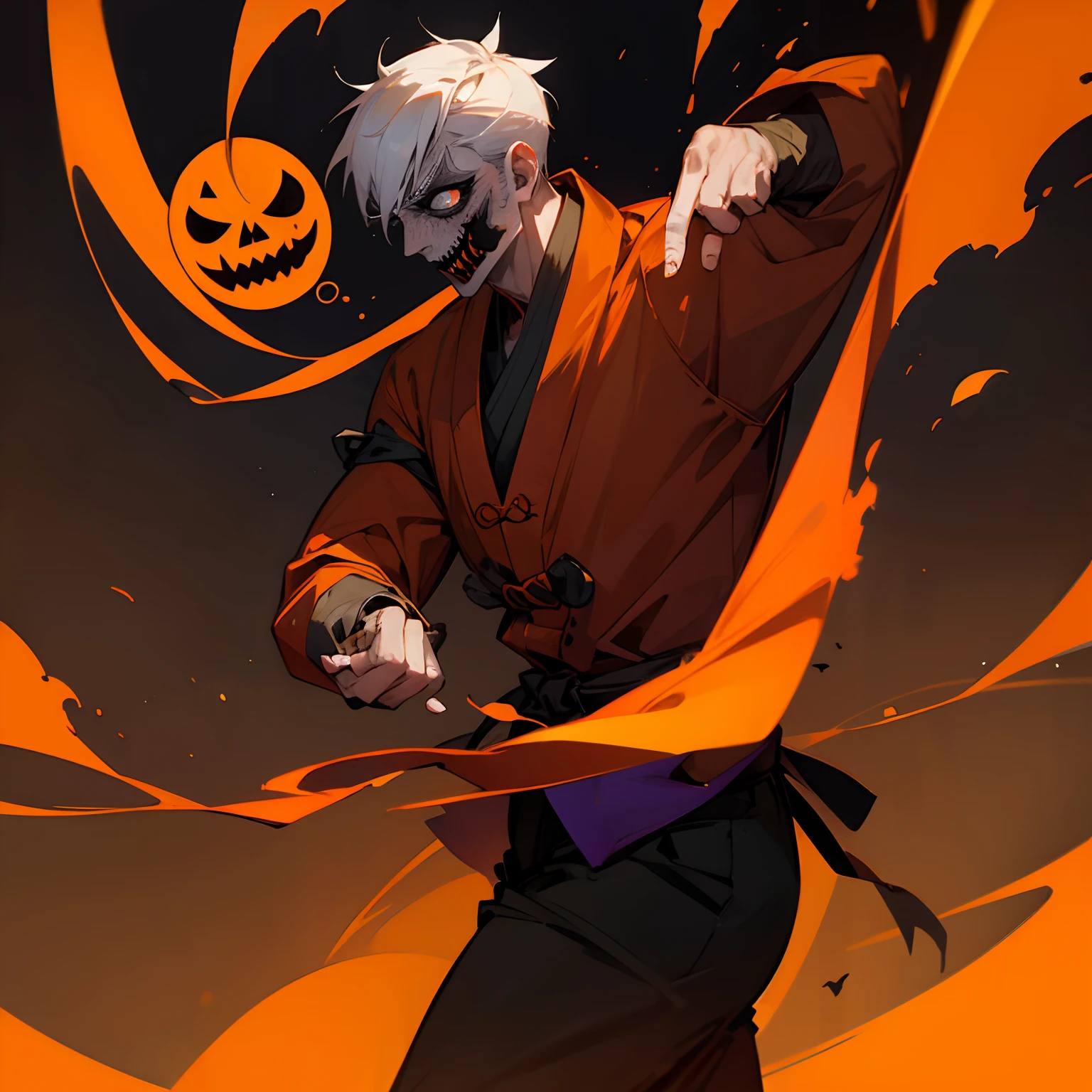 halloween，zombie，Male Kung Fu Master，Pumpkin mask，full bodyesbian