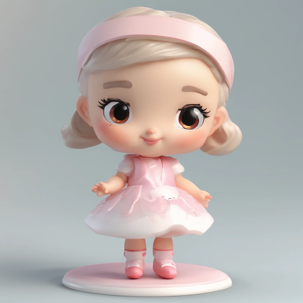 Super Cute Girl IP by Pop Mart, Bright eyes, Cherub,Little white dress, clay, modeled, blind box toy, Glossy and delicate,clean back ground, Good luster, 3D rendering of a,Best Quality