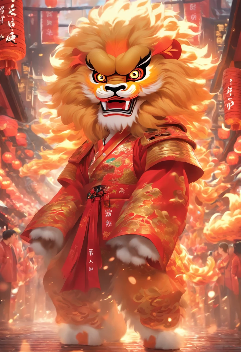 China-style,Guangzhou lion dance boys,highly detailed surreal vfx,The character's face is clear,largeeyes,adolable,Smudge,Faraway view,super-fine,ultra - detailed,high qulity,8K ,oc rendered,full body pov