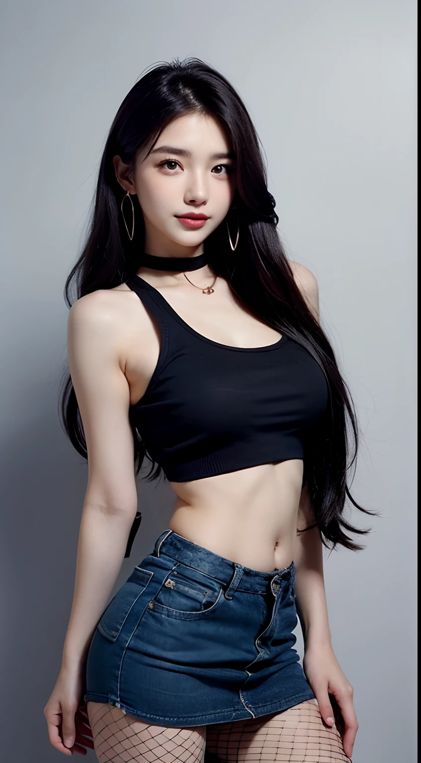 Kim Jennie Giant Breast, big boob, Best quality at best, high qulity, black hair, long hair, hair between eye, longer sleeves, glasses, short skirt, Very long hair, cow boy shot, sexy girl, white light rim