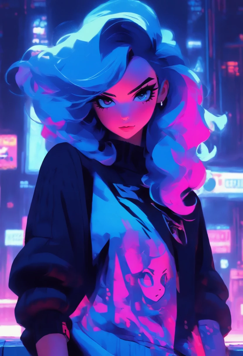 (pixelart: 1.2), beautiful gothic women, Sexy goth girl, Design sweatshirt coat with logos, pants, Cabello negro corto con puntas azules, dormitorio, Acostado en la cama, (por Isaac quek: 0.8) [Por Ilya Kuvshinov: 0.65]